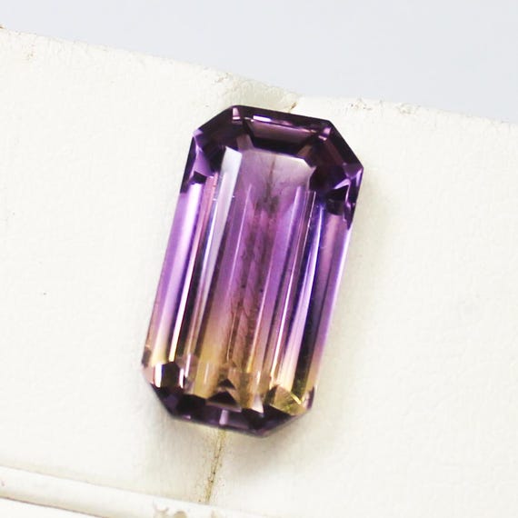 Natural Bio Ametrine Gemstone: 5.30 Carat Square, 15x8x6 mm