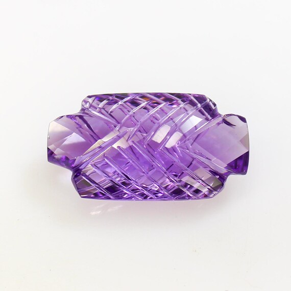 Purple Amethyst Carving: Natural Rectangle Gemstone (22x12x13 mm)