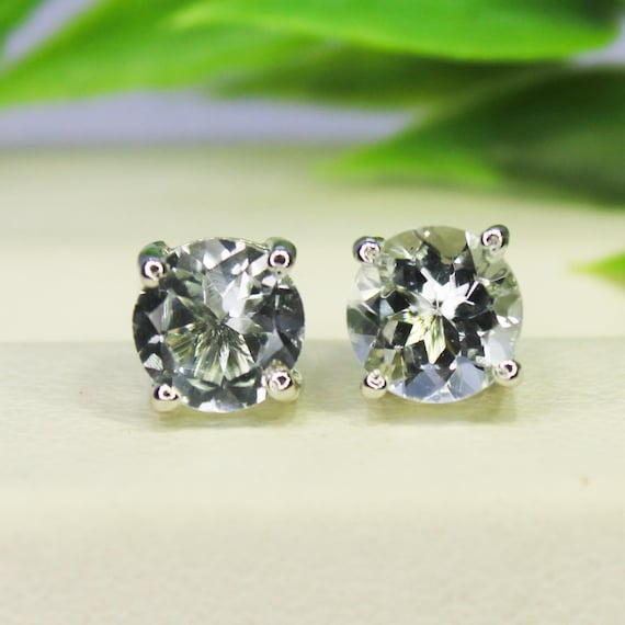 Natural Blue Aquamarine Vintage Studs With 925 Sterling 1.30 Grams March Birthstone