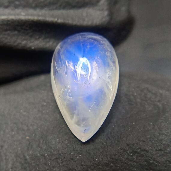 Pear Rainbow Moonstone Cabochon: 2.55 Carat Gemstone, 11x7 mm
