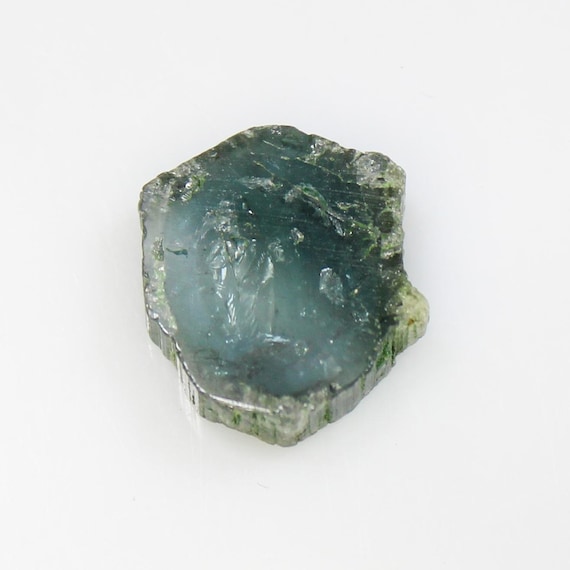 Natural Blue Tourmaline Slice: Polished Gemstone for Jewelry Making (8.99 CTS, 15x15x4 MM)