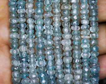 Faceted Blue Zircon Beaded Necklace: Vintage Style, December Birthstone