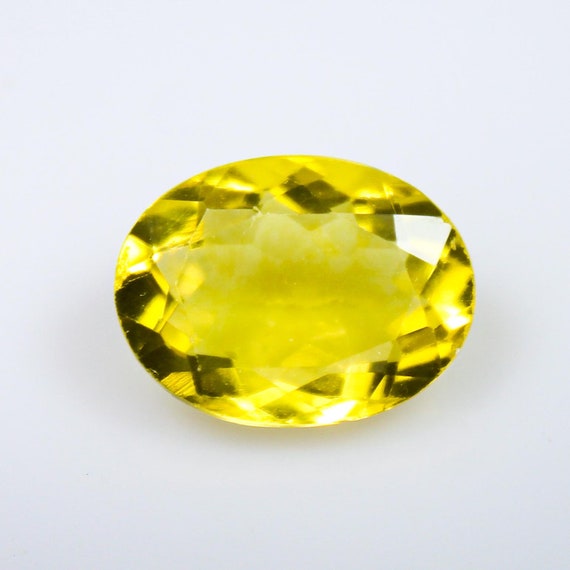 Natural Yellow Fluorite, Oval Cut Faceted Gemstone, Size -14x10x6 MM, Weight - 7.40 Cts, Making For Jewelry, Pandent, Ring.