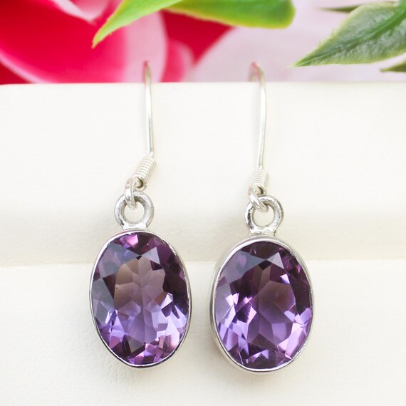 Natural Purple Amethyst Vintage Earring With 925 Sterling 4.00 Grams February Birthstone