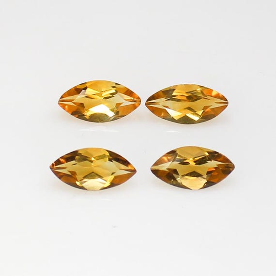 Natural Yellow Citrine Marquise Cut Gemstones: 3.70 CTS, 4 Pcs Lot