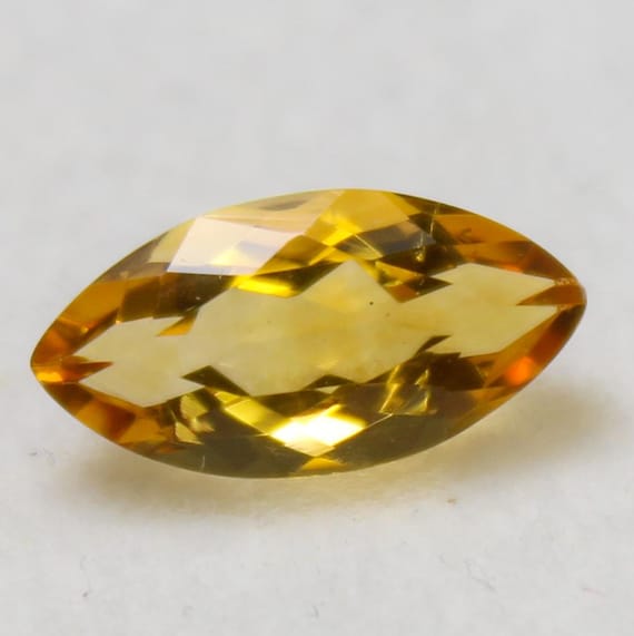 Faceted Marquise Citrine Gemstone: Natural Yellow Jewelry Making Stone, 12x6x4mm, 1.90 Carat