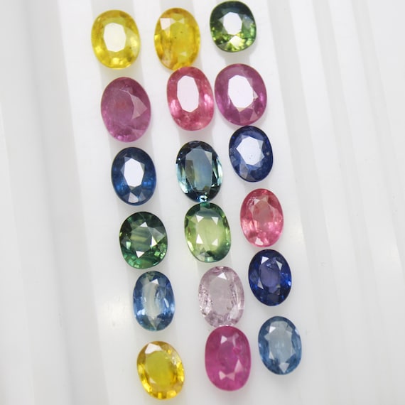 Faceted Multi Sapphire Lot: Oval Gemstones, 7x5mm & 8x6mm, Jewelry Making