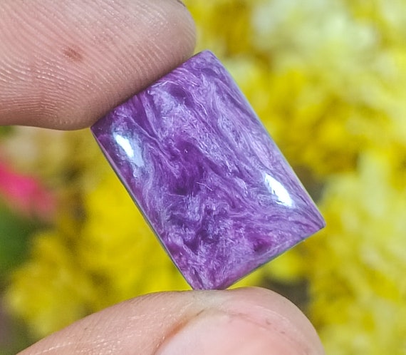 Purple Charoite Cabochon: Natural Rectangle Gemstone (18X15X5 MM)