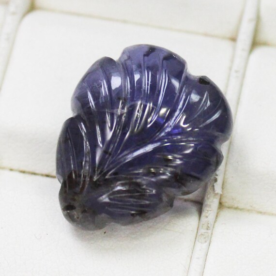 Natural Blue Iolite Carving Gemstone: 16.00 Carat Fancy, 18x15x8 mm