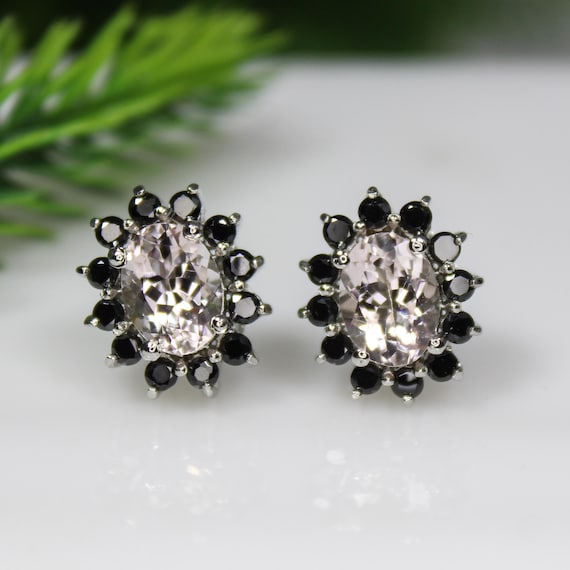 Hand Made Sterling Silver Studs Of 100% Natural Morganite Studs, 92.5 Sterling Silver Beautiful Studs For Wedding Gift , 3.27 Gram Studs