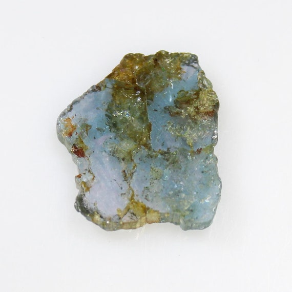 Natural Blue Tourmaline Slice: Polished Gemstone for Jewelry (9.70 CTS, 17x16x3 MM)