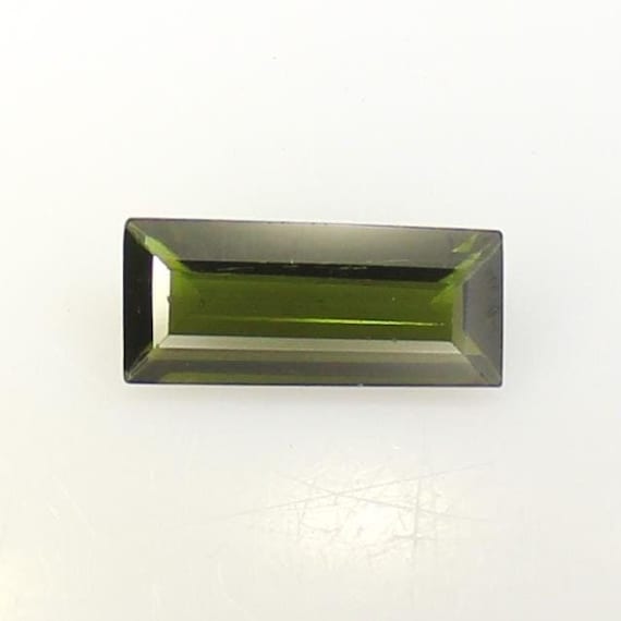 Natural Green Tourmaline Gemstone: Rectangle Faceted Jewelry Stone