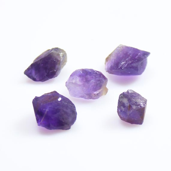 Natural Amethyst Raw 5 Pcs Lot (32.00 CT )  - Raw Amethyst Quartz Crystal - Rough Amethyst Healing Crystal Gemstone