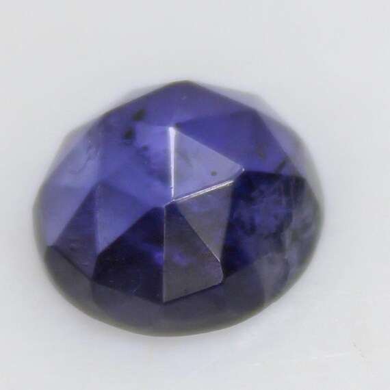Natural Blue Iolite Faceted Flat Back Gemstone: 1.60 Carat Round, 8x8x4 mm