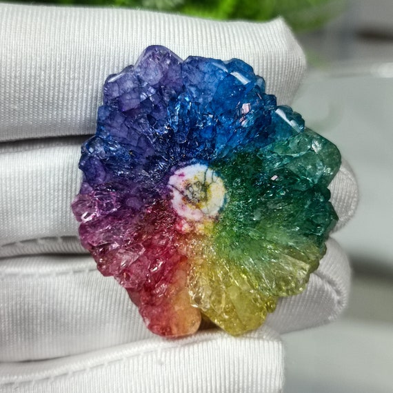 Rainbow Solar Quartz Slice: Natural Gemstone for Jewelry Making (88 Ct, 40x38x7 mm)