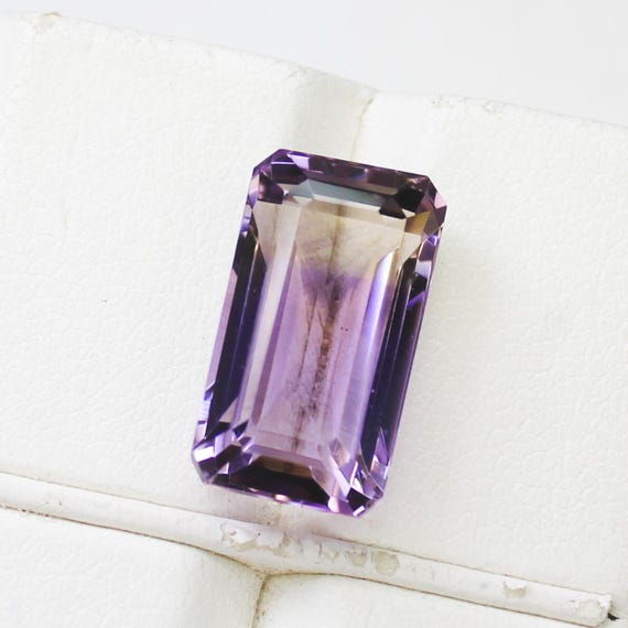 Natural Bio Ametrine Gemstone: 7.35 Carat Square, 15x8x7 mm