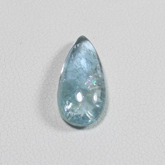 Natural Blue Aquamarine Cabochon: Pear Cut Gemstone, 4.75 Ct (16x8x5 MM)