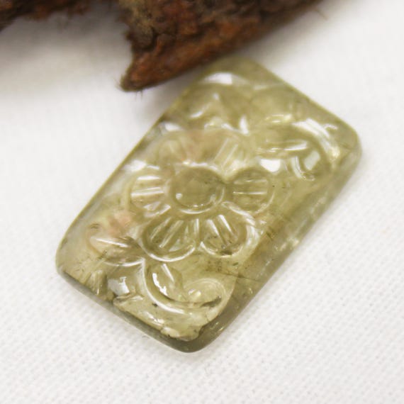 Green Tourmaline Carving: Cushion Cut Gemstone, 5.66 Carats