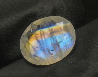 Faceted Rainbow Moonstone Gemstone: Oval Jewelry Stone, 2.70 Carat