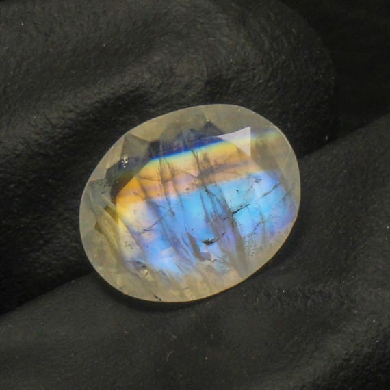 Faceted Rainbow Moonstone Gemstone: Oval Jewelry Stone, 2.70 Carat