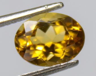 Faceted Oval Citrine Gemstone: Natural Yellow Jewelry Making Stone, 9x7x5 mm, 2.00 Carat