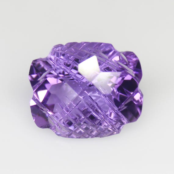 Natural Faceted Purple Amethyst Carving: Loose Gemstone 7.25 Carat ( 14x12x8 mm)