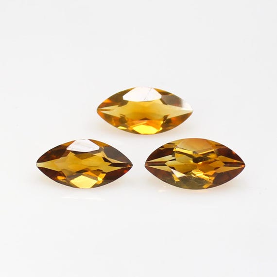 Natural Yellow Citrine Marquise Cut Gemstones: 2.75 CTS, 3 Pcs Lot