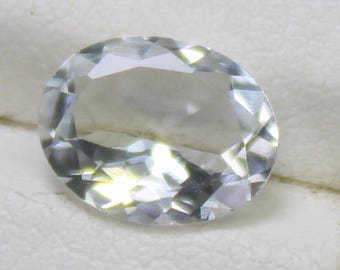 Faceted Aquamarine Oval Gemstone: 1.35 Carat, 9x7x3.5mm