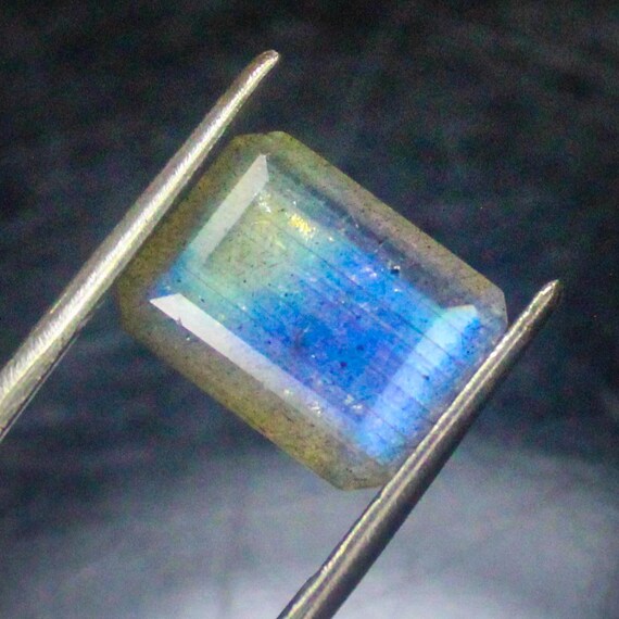 Faceted Black Labradorite Gemstone: Rectangle Jewelry Making Stone, 4.60 Carats