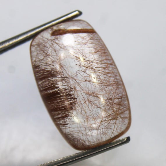 Natural Red Rutile Quartz Cabochon: Cushion Shape Gemstone (18X11X6 MM, 10.80 Cts)