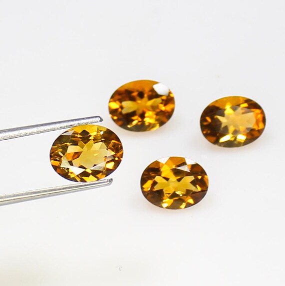 Natural Faceted Yellow Citrine Lot: Oval Gemstones for Jewelry (6.60 Carats)