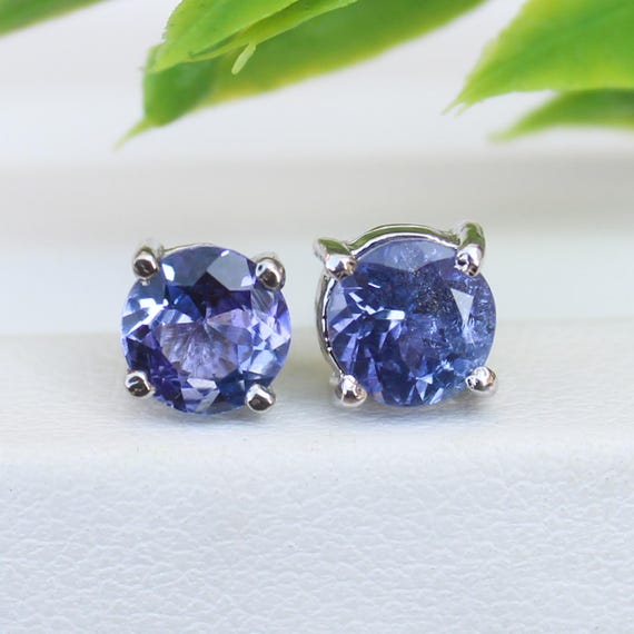Natural Blue Tanzanite Vintage Studs With 925 Sterling 1.65 Grams December Birthstone