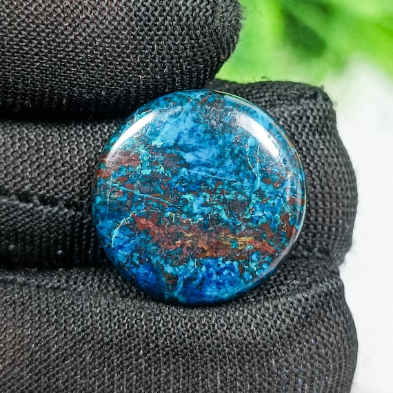 AAA+ Quality Natural Chrysocolla  Cabochon Gemstone 17.50 Ct. Wonderful Designer  Chrysocolla Round  Shape 19x19x5 MM Loose For Jewelry