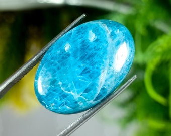Natural Blue Apatite Cabochon: 23.35 ct Oval Gemstone, 24x16x5 mm