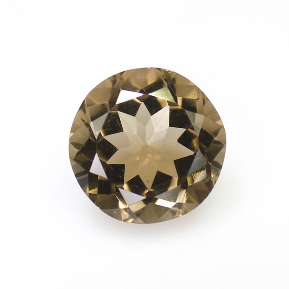 Faceted Brown Smokey Quartz: Round Cut Gemstone, 7.30 Carats