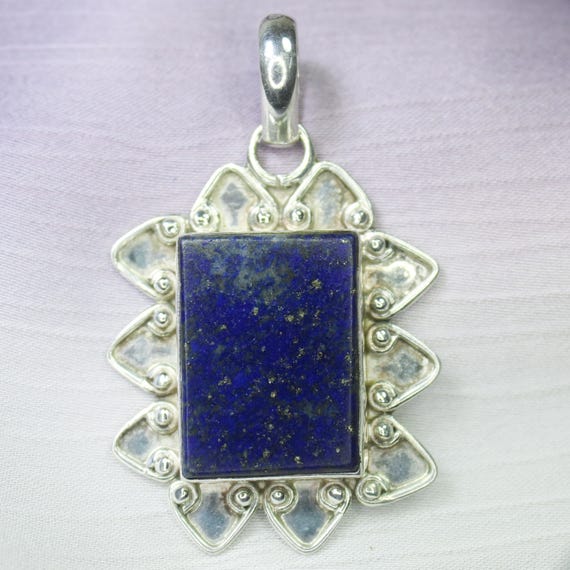 Natural Blue Lapis Sterling Silver Pendant Necklace - December Birthstone