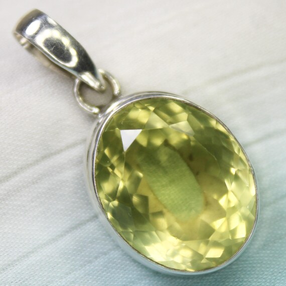 Natural Yellow Lemon Quartz Sterling Silver Pendant Necklace - November Birthstone