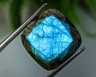 Blue Flashy Labradorite Gemstone: Cushion Cut, Natural Stone (16X16X6 MM, 11.00 Cts)