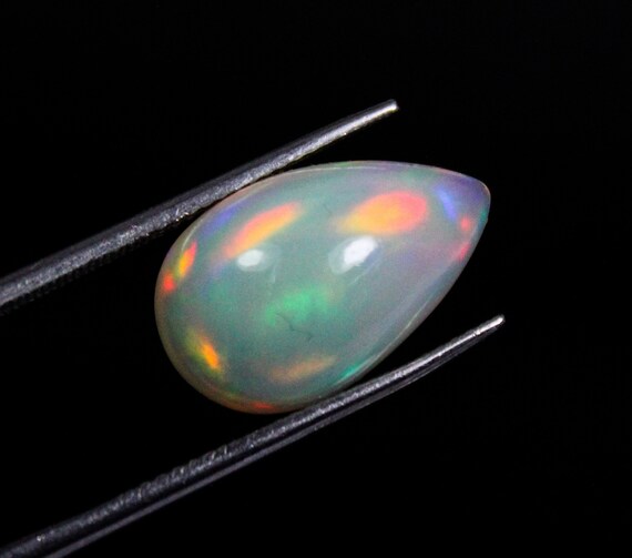 Natural Ethopian Opal Cabochoan,Amazing Multi Fire Opal 6.10 Ct Piece,Beautiful Pear White Base Opal,Amazing Quality 17X10X8 MM