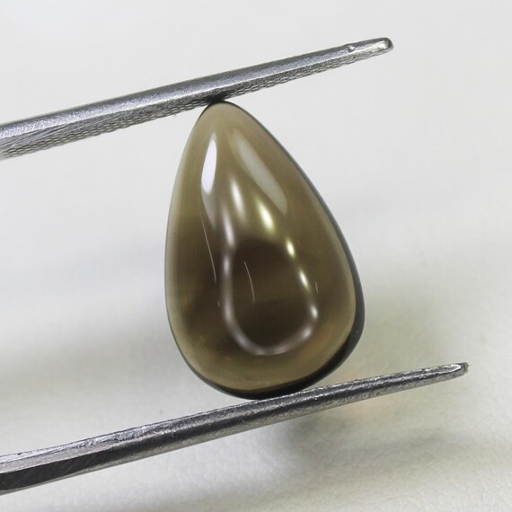 Natural Smoky Quartz Cabochon In Pear Shape For Jewellery Making 16x10x5 mm, 5.70 Carat