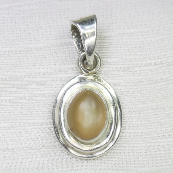 Natural Brown Moonstone Sterling Silver Pendant Necklace - June Birthstone