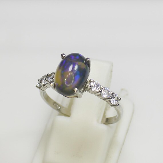 Natural Black Opal  Ring, Amazing .925 Sterling Silver Ring , Beautiful Ring ,Silver Ring, Opal Ring, All U.S  Ring Sizes Available