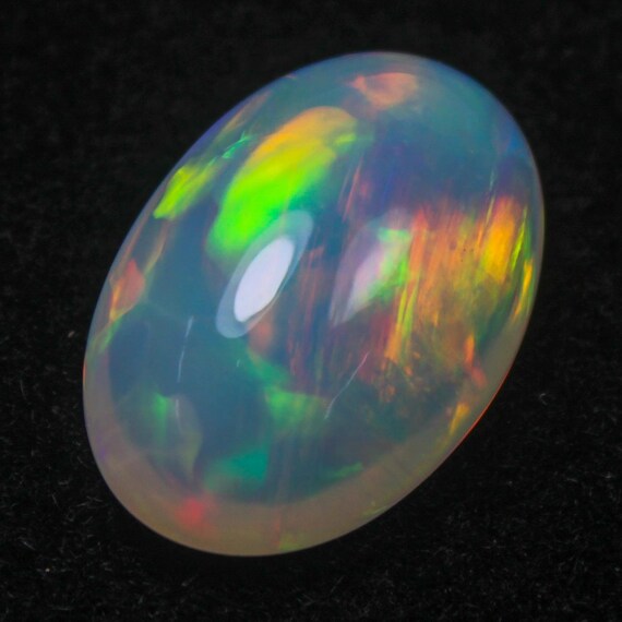 Natural Ethiopian Opal Cabochon: Multi Fire Oval Gemstone (16x12x6 MM, 4.70 Carat)