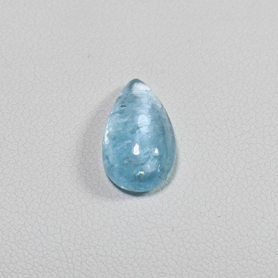 Natural Blue Aquamarine Cabochon: 4.70 ct Pear Gemstone (15x9x5 MM)