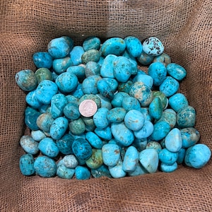 Big Sale!! 500 Carat Lots of (TUMBLED) Natural Turquoise (3 - 5 Tumbled Stones) + a Free Faceted Gemstone