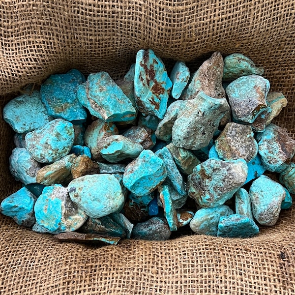 Summer Sale!! 500 Carat Lots of Old Stock Kingman, AZ Turquoise Rough High End + A Free Faceted Gemstone