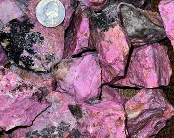 Spring Sale!! 3000 Carat Lots of PINK Rhodonite Rough (MEDIUM Size) Plus a FREE Faceted Gemstone