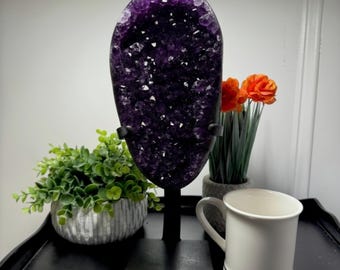 Big Sale!! Uruguayan Amethyst Druze Crystal Polished on Metal Stand YOU CHOOSE Size (Up To 8 POUNDS!) Size 1-7