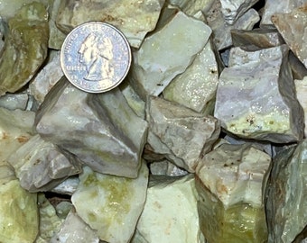 Summer Sale!! 500 Carat Lots of (YELLOW) Serpentine Rough Plus a Free Faceted Gemstone