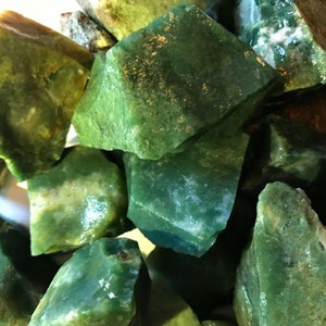 Big Sale!! 1000 Carat Lots of Green Jasper Rough + a Free Faceted Gemstone